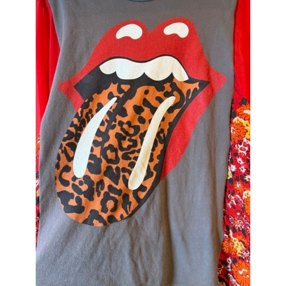 Rolling Stones Upcycled OOAK Floral Kimono Sleeve Boho Top Festival Concert O/S - Picture 6 of 6